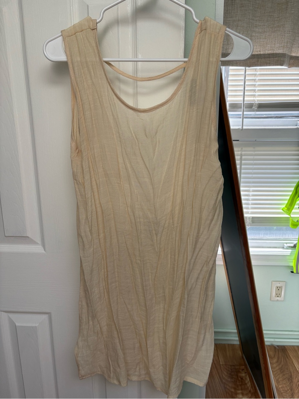 SHEIN Cream Sheer Sleeveless Swim Cover-Up Dress